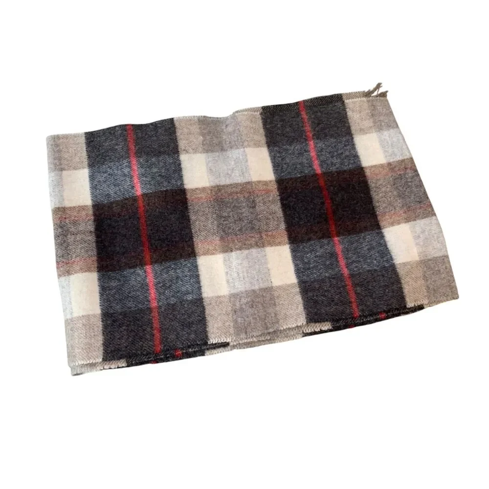 Vintage Bambergers Wool Tartan Plaid Preppy Old Money 11x71 Scarf Winter Warm